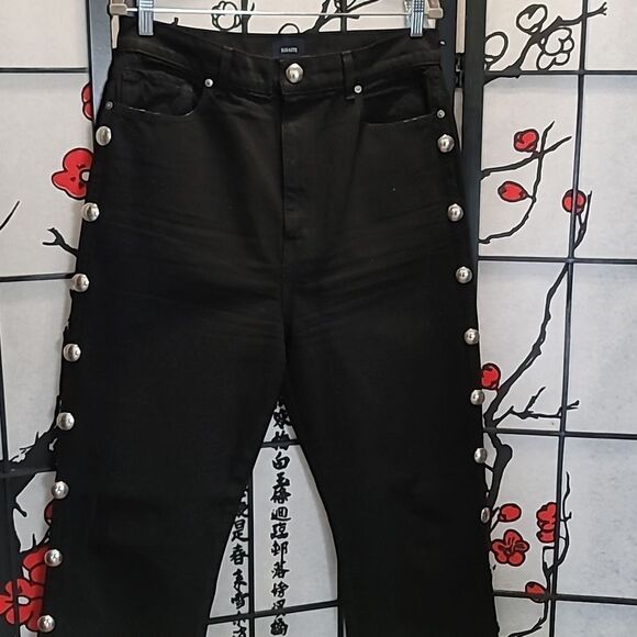 KHAITE Danielle Black Studded High Waist Jeans - Picture 4 of 13